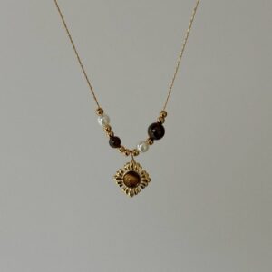 Naszyjnik ze stali chirurgicznej Bursztynowy Świt