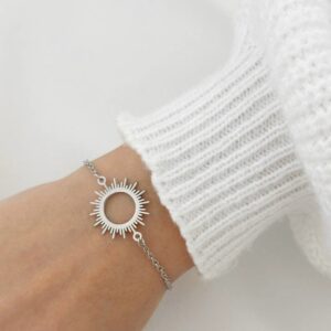 Bransoletka ze stali chirurgicznej słońce srebrne