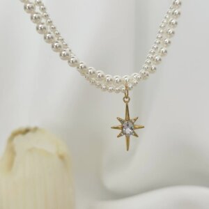 Komplet ze stali chirurgicznej Perłowa Biała Gwiazdka